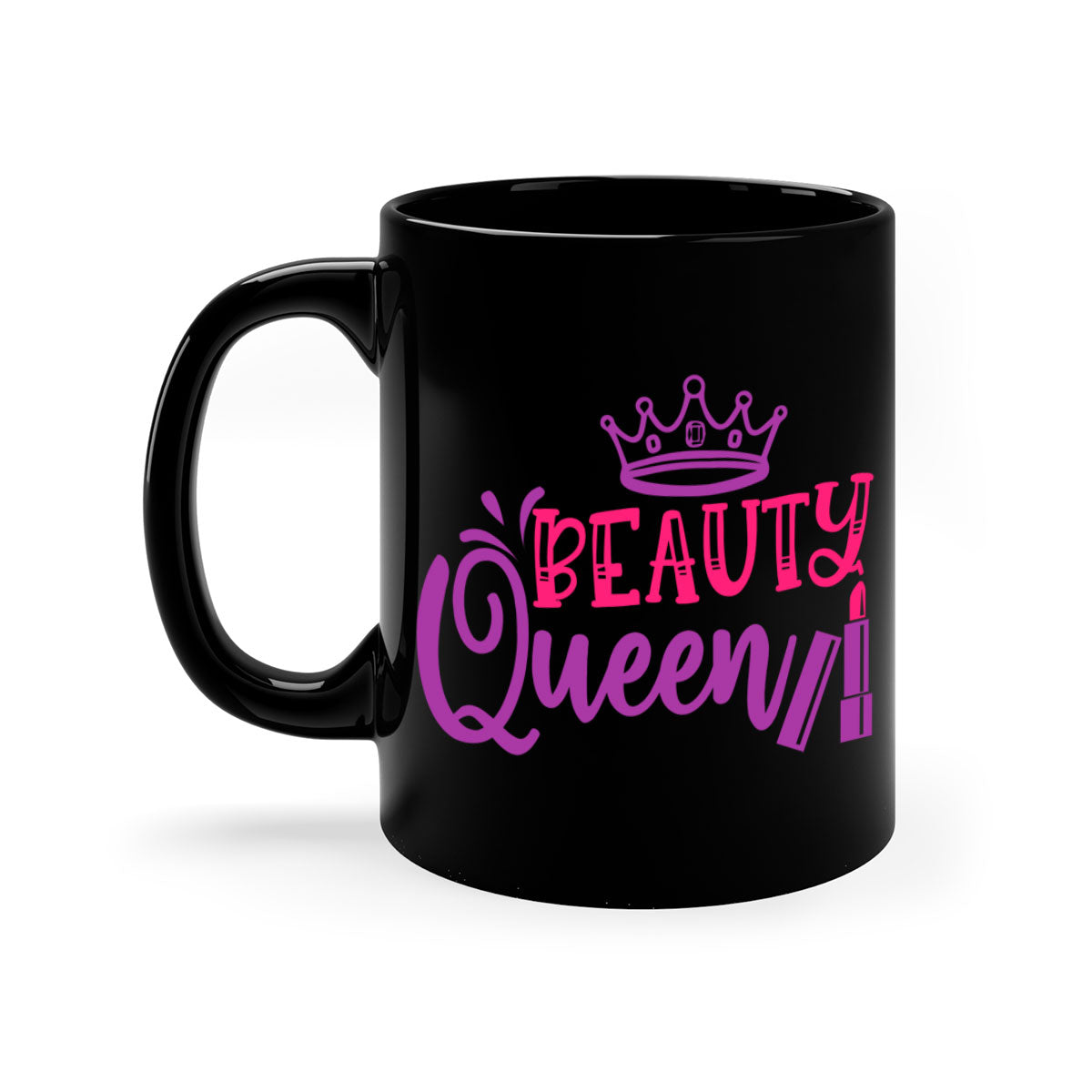 Beauty Queen Style 250# Mug featuring a glossy finish, colored handle, and interior, available in multiple colors and sizes.