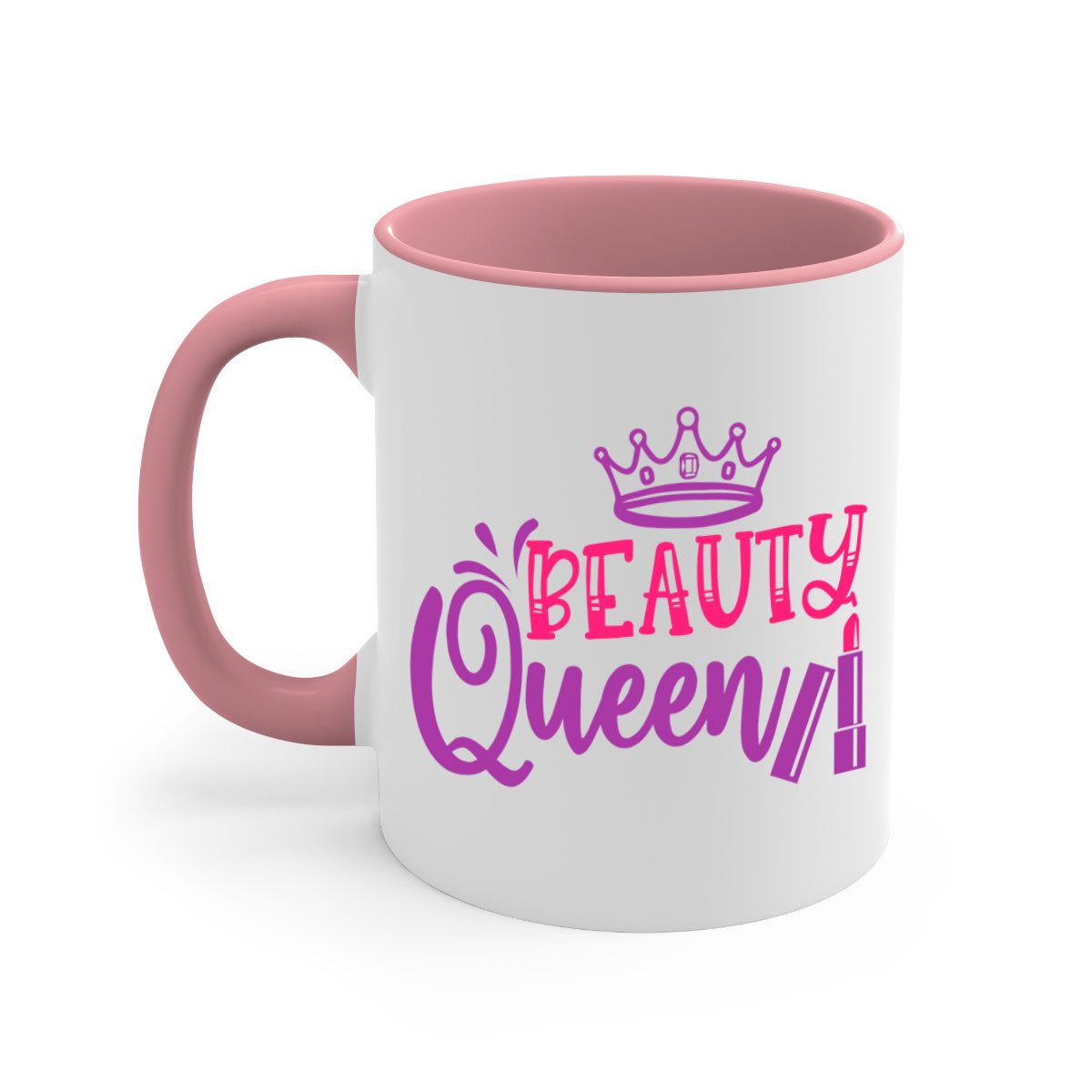 Beauty Queen Style 250# Mug featuring a glossy finish, colored handle, and interior, available in multiple colors and sizes.