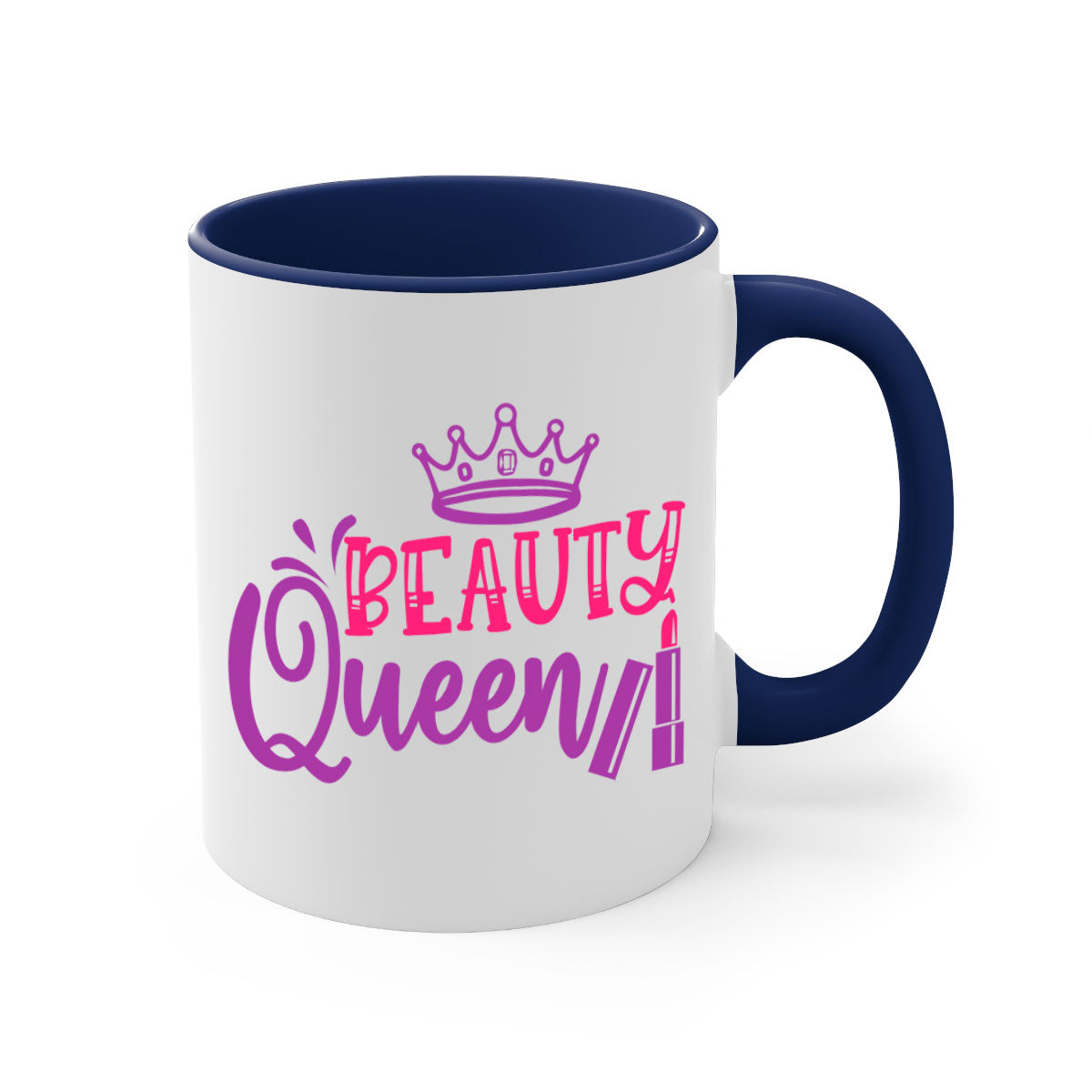 Beauty Queen Style 250# Mug featuring a glossy finish, colored handle, and interior, available in multiple colors and sizes.