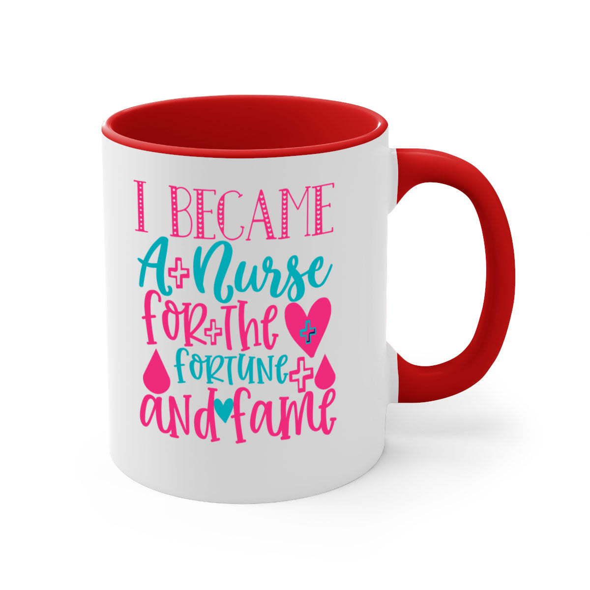 Two-tone ceramic mug with a glossy finish, featuring a colored handle and interior, available in multiple colors, ideal for nurses.