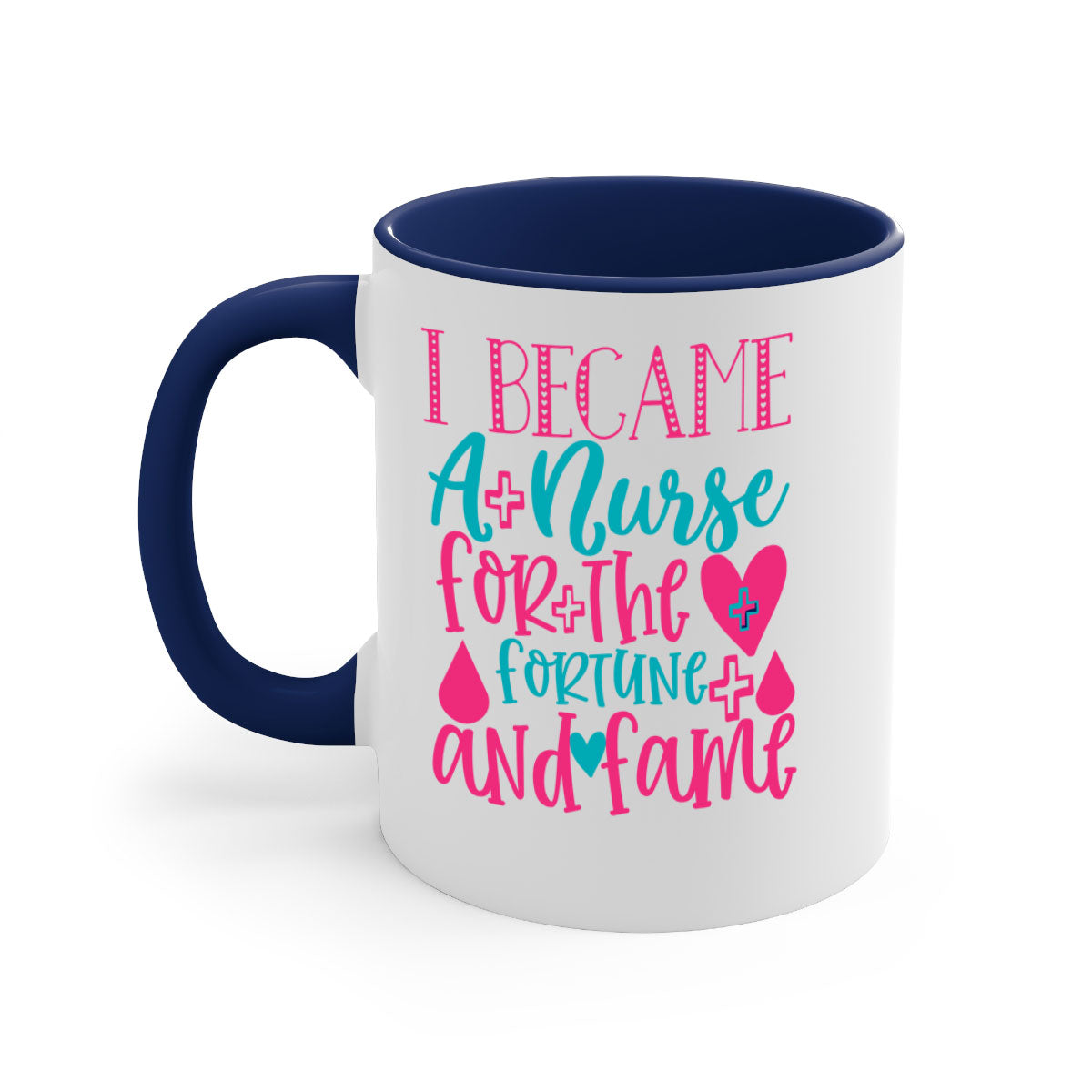 Two-tone ceramic mug with a glossy finish, featuring a colored handle and interior, available in multiple colors, ideal for nurses.