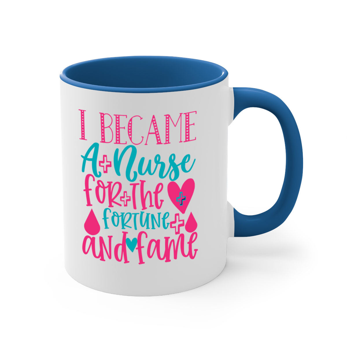 Two-tone ceramic mug with a glossy finish, featuring a colored handle and interior, available in multiple colors, ideal for nurses.