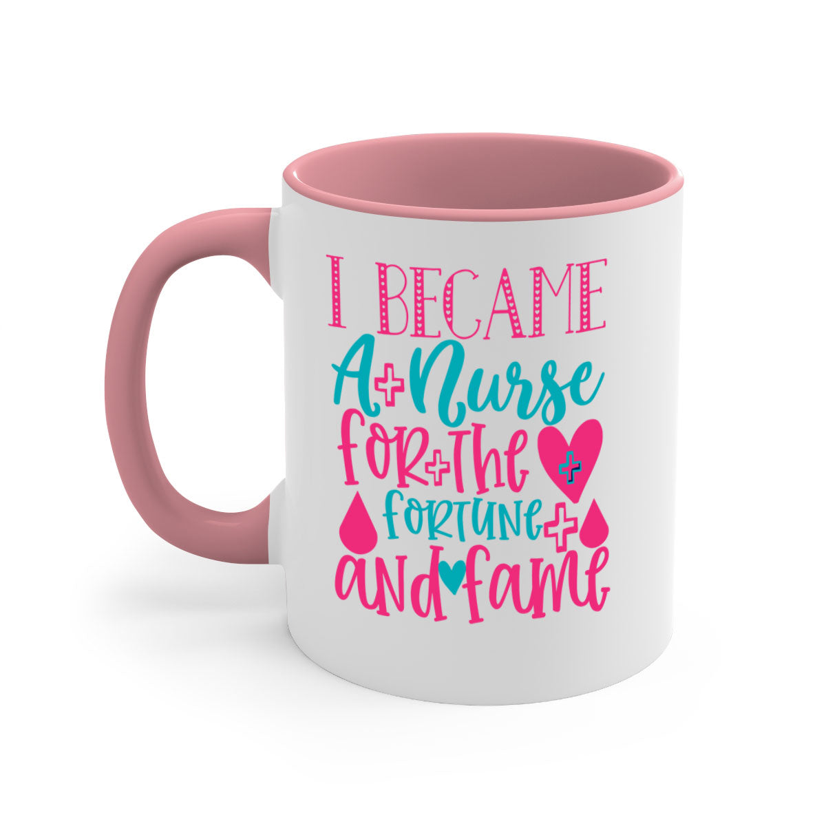 Two-tone ceramic mug with a glossy finish, featuring a colored handle and interior, available in multiple colors, ideal for nurses.