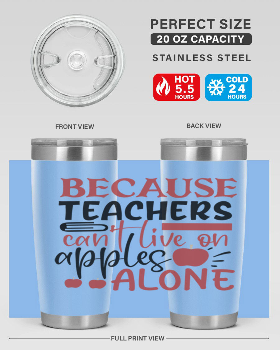 A stylish 20oz and 30oz stainless steel tumbler with a humorous teacher-themed design, perfect for hot and cold beverages.