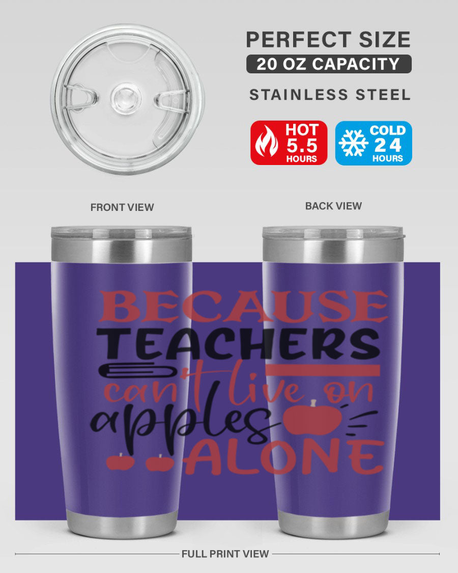 A stylish 20oz and 30oz stainless steel tumbler with a humorous teacher-themed design, perfect for hot and cold beverages.