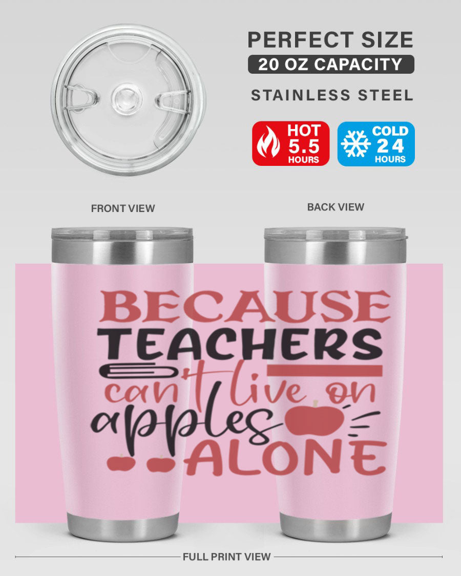 A stylish 20oz and 30oz stainless steel tumbler with a humorous teacher-themed design, perfect for hot and cold beverages.