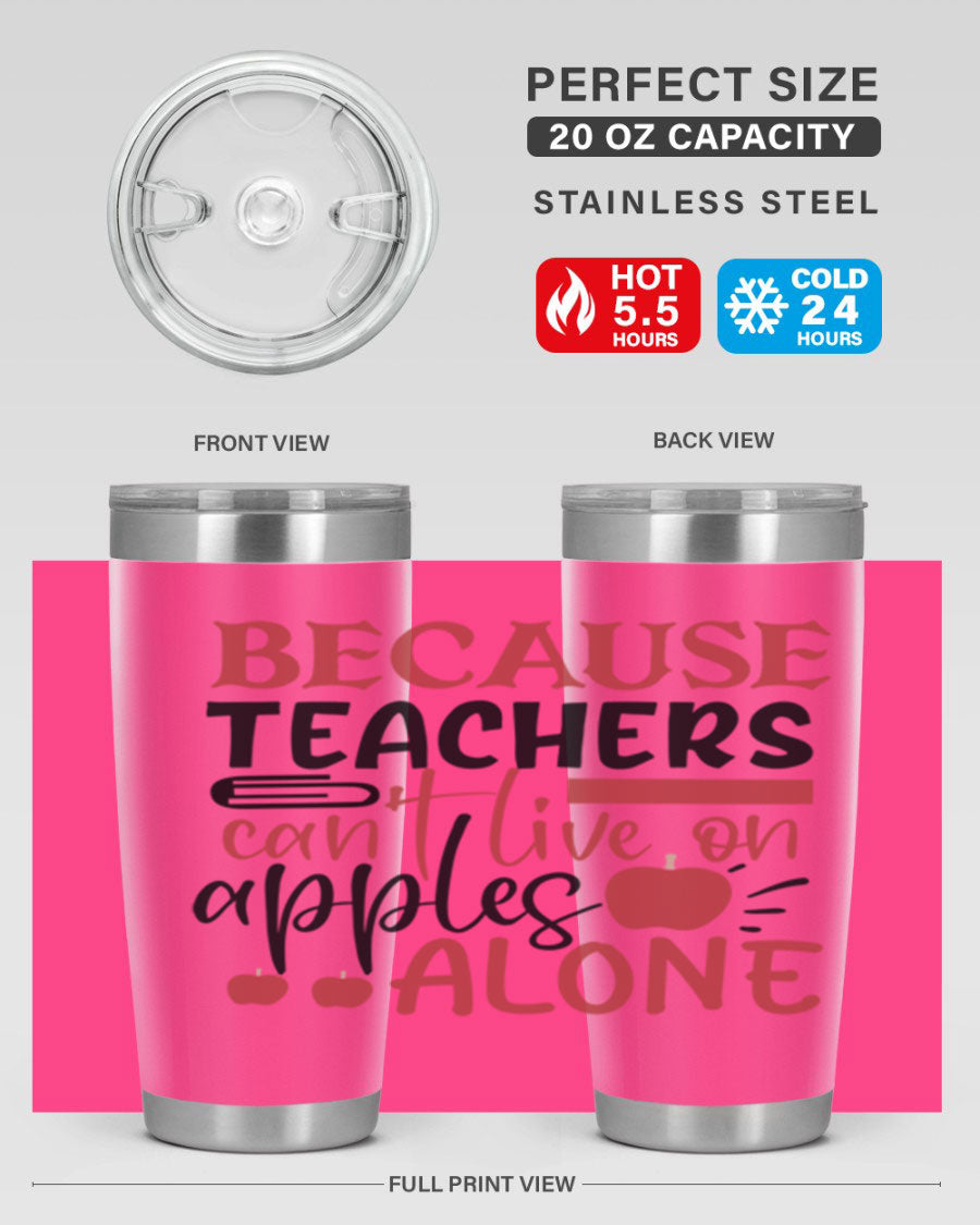 A stylish 20oz and 30oz stainless steel tumbler with a humorous teacher-themed design, perfect for hot and cold beverages.