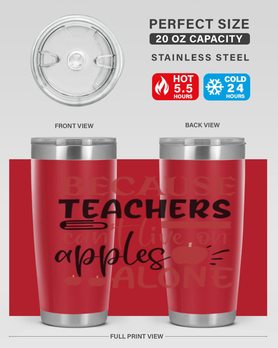 A stylish 20oz and 30oz stainless steel tumbler with a humorous teacher-themed design, perfect for hot and cold beverages.