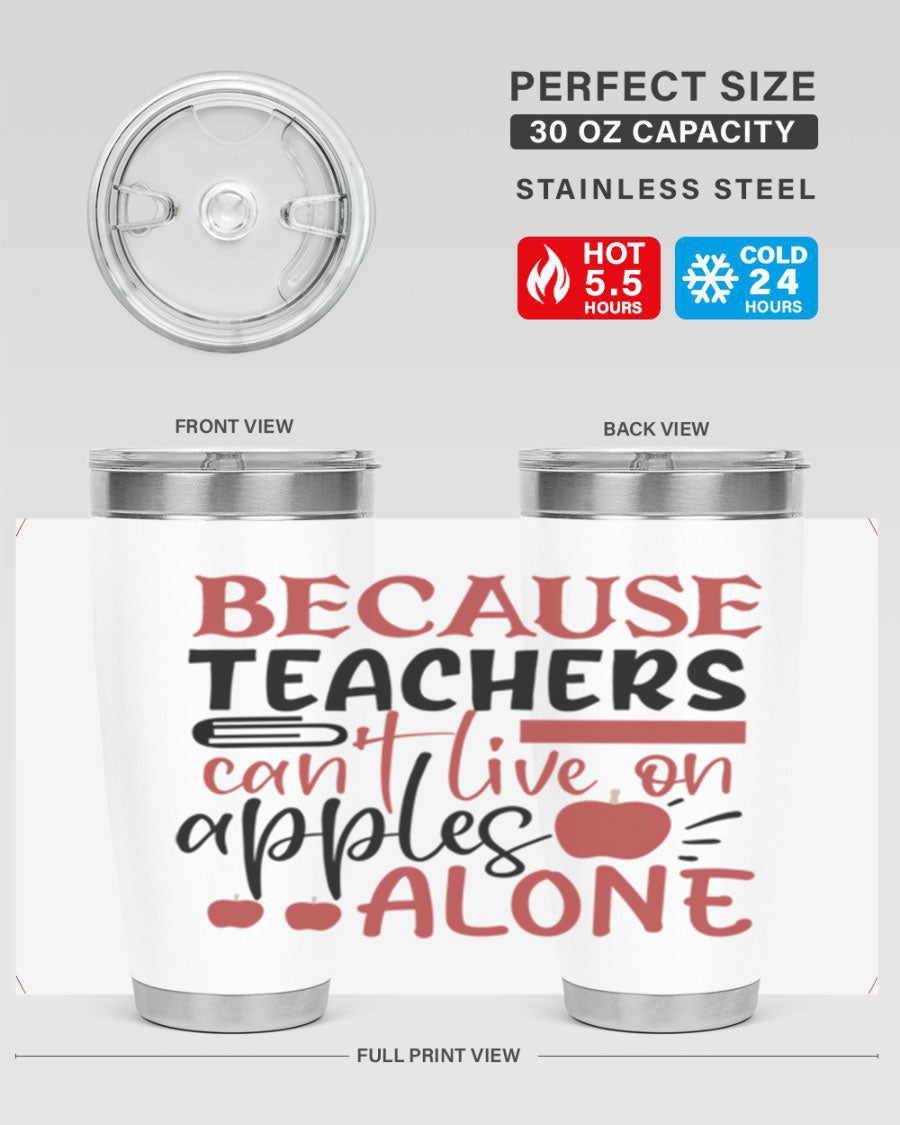 A stylish 20oz and 30oz stainless steel tumbler with a humorous teacher-themed design, perfect for hot and cold beverages.