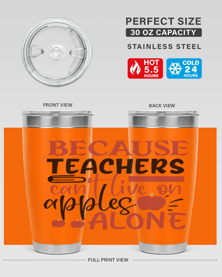 A stylish 20oz and 30oz stainless steel tumbler with a humorous teacher-themed design, perfect for hot and cold beverages.