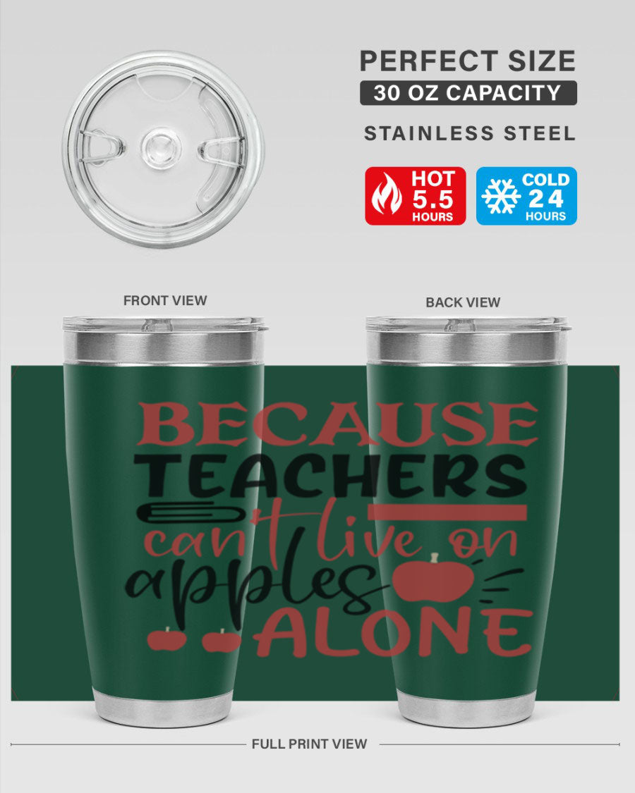 A stylish 20oz and 30oz stainless steel tumbler with a humorous teacher-themed design, perfect for hot and cold beverages.