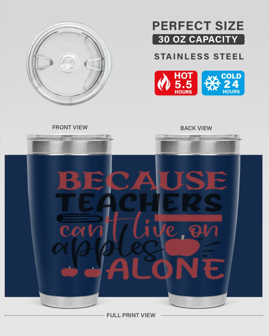 A stylish 20oz and 30oz stainless steel tumbler with a humorous teacher-themed design, perfect for hot and cold beverages.