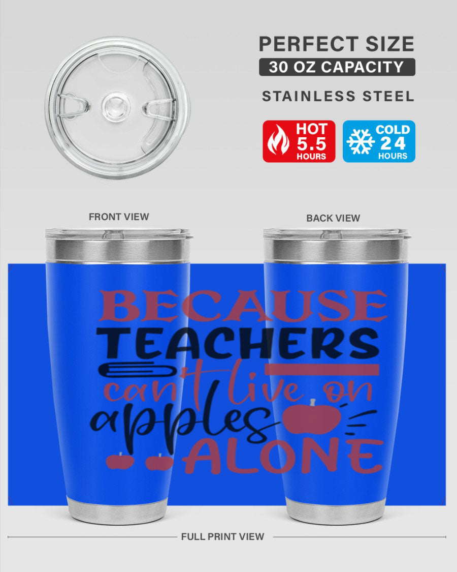 A stylish 20oz and 30oz stainless steel tumbler with a humorous teacher-themed design, perfect for hot and cold beverages.