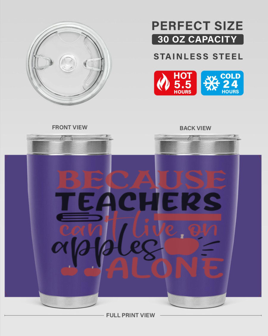 A stylish 20oz and 30oz stainless steel tumbler with a humorous teacher-themed design, perfect for hot and cold beverages.