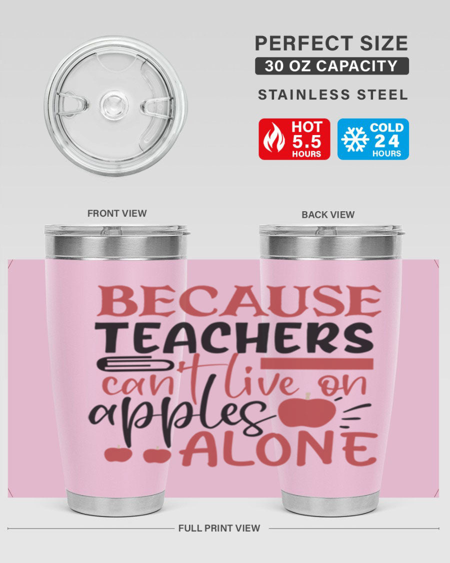 A stylish 20oz and 30oz stainless steel tumbler with a humorous teacher-themed design, perfect for hot and cold beverages.