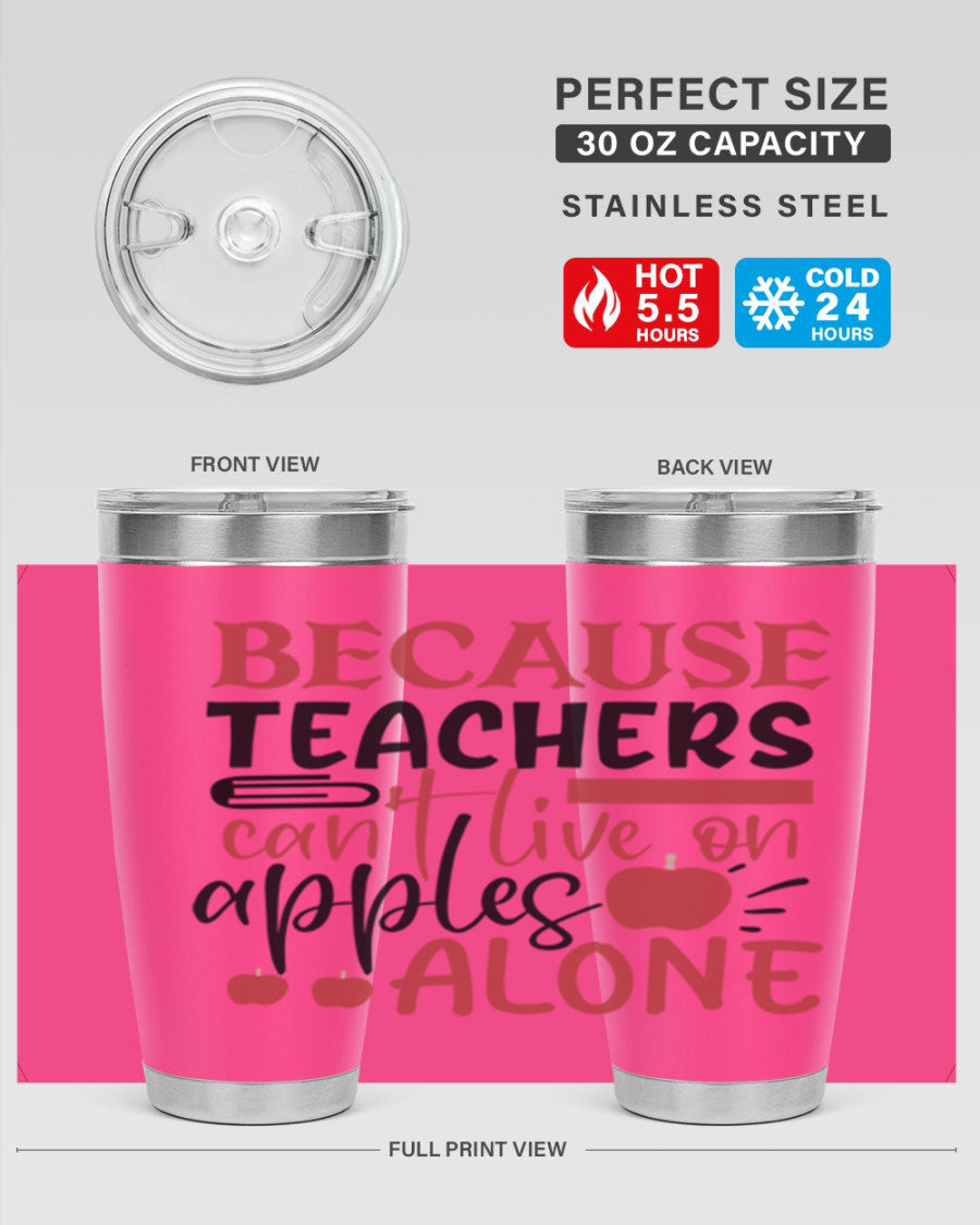 A stylish 20oz and 30oz stainless steel tumbler with a humorous teacher-themed design, perfect for hot and cold beverages.