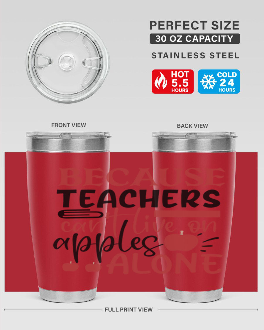 A stylish 20oz and 30oz stainless steel tumbler with a humorous teacher-themed design, perfect for hot and cold beverages.