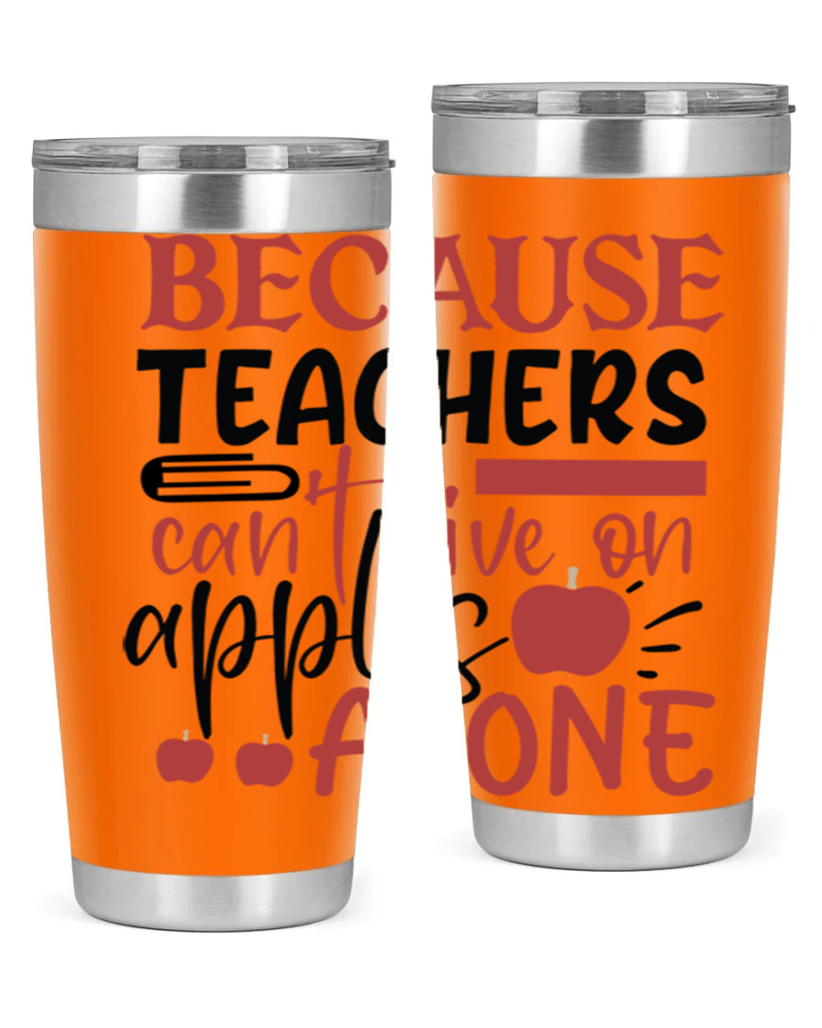 A stylish 20oz and 30oz stainless steel tumbler with a humorous teacher-themed design, perfect for hot and cold beverages.