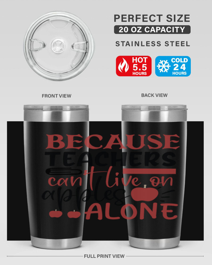 A stylish 20oz and 30oz stainless steel tumbler with a humorous teacher-themed design, perfect for hot and cold beverages.