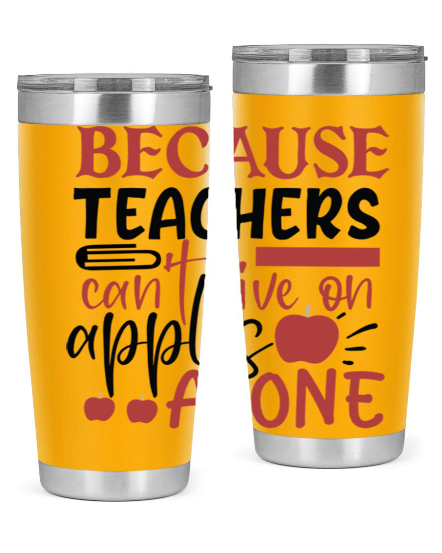 A stylish 20oz and 30oz stainless steel tumbler with a humorous teacher-themed design, perfect for hot and cold beverages.