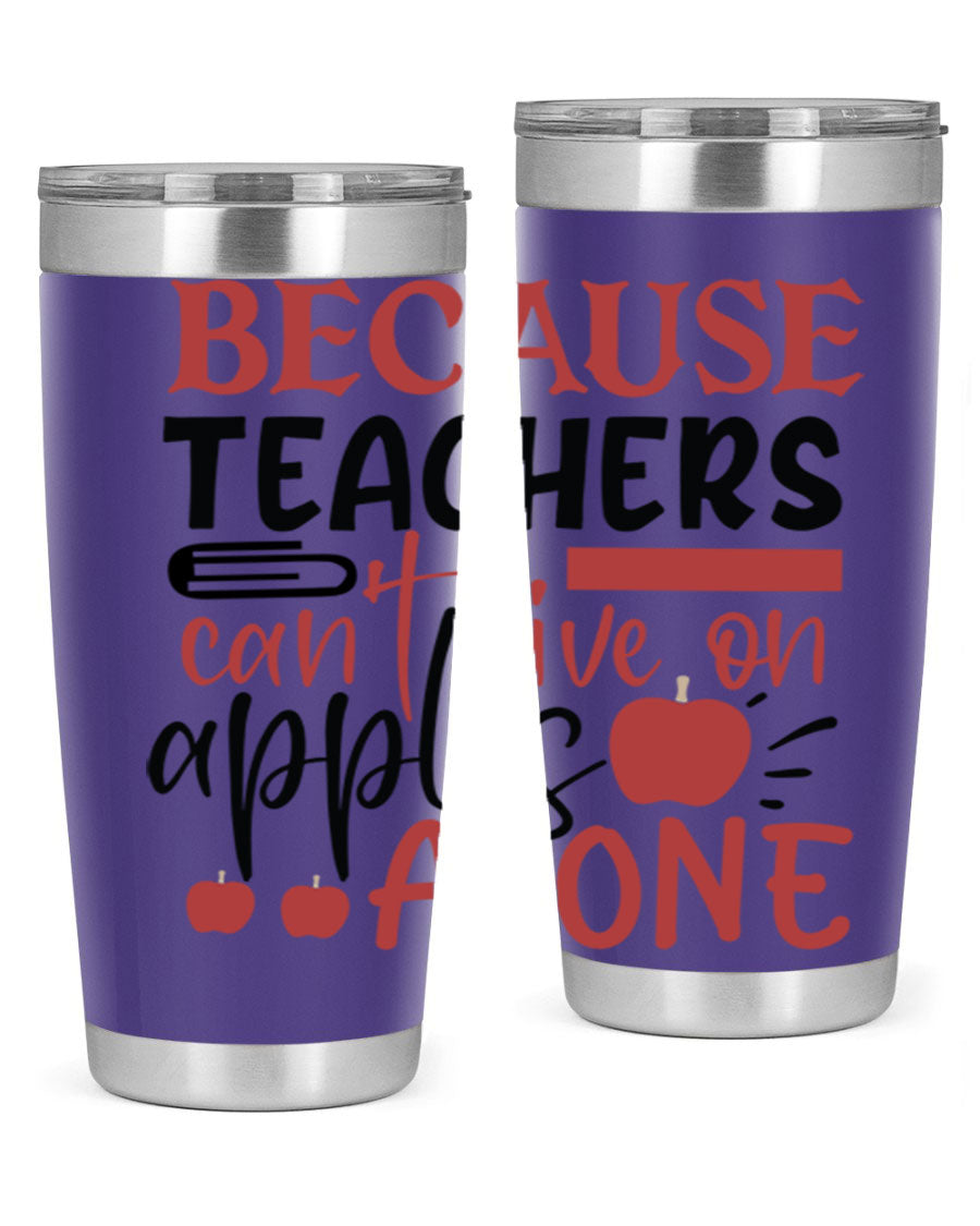 A stylish 20oz and 30oz stainless steel tumbler with a humorous teacher-themed design, perfect for hot and cold beverages.
