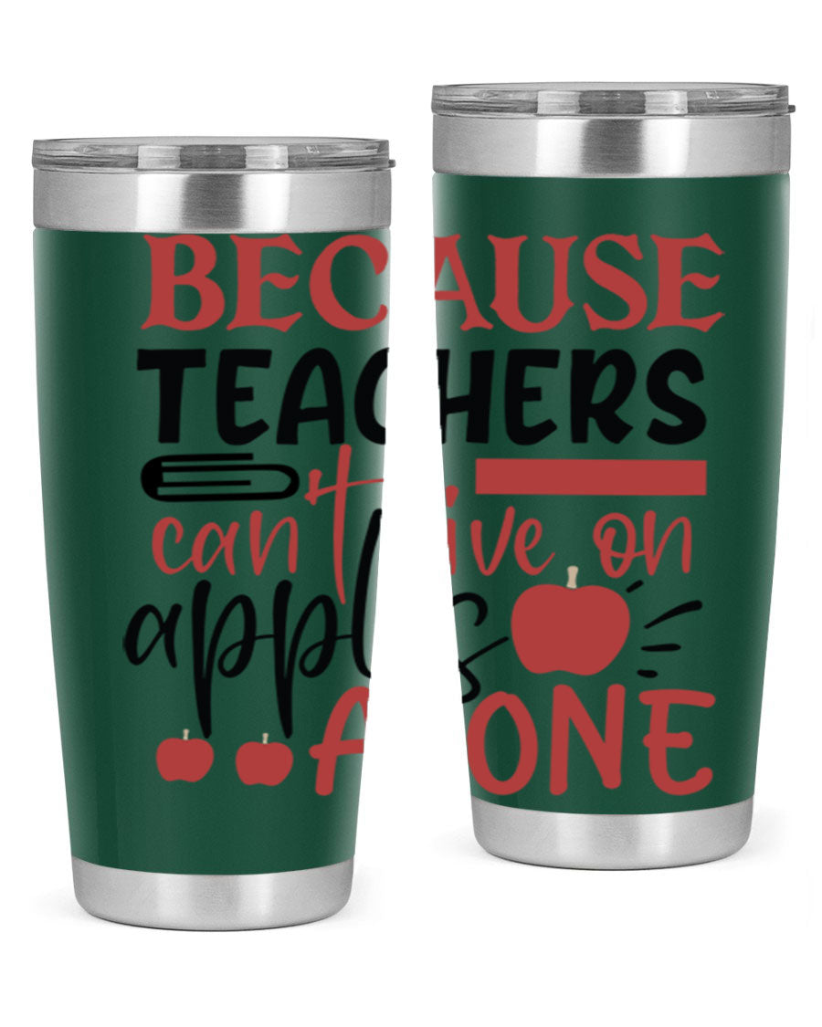 A stylish 20oz and 30oz stainless steel tumbler with a humorous teacher-themed design, perfect for hot and cold beverages.