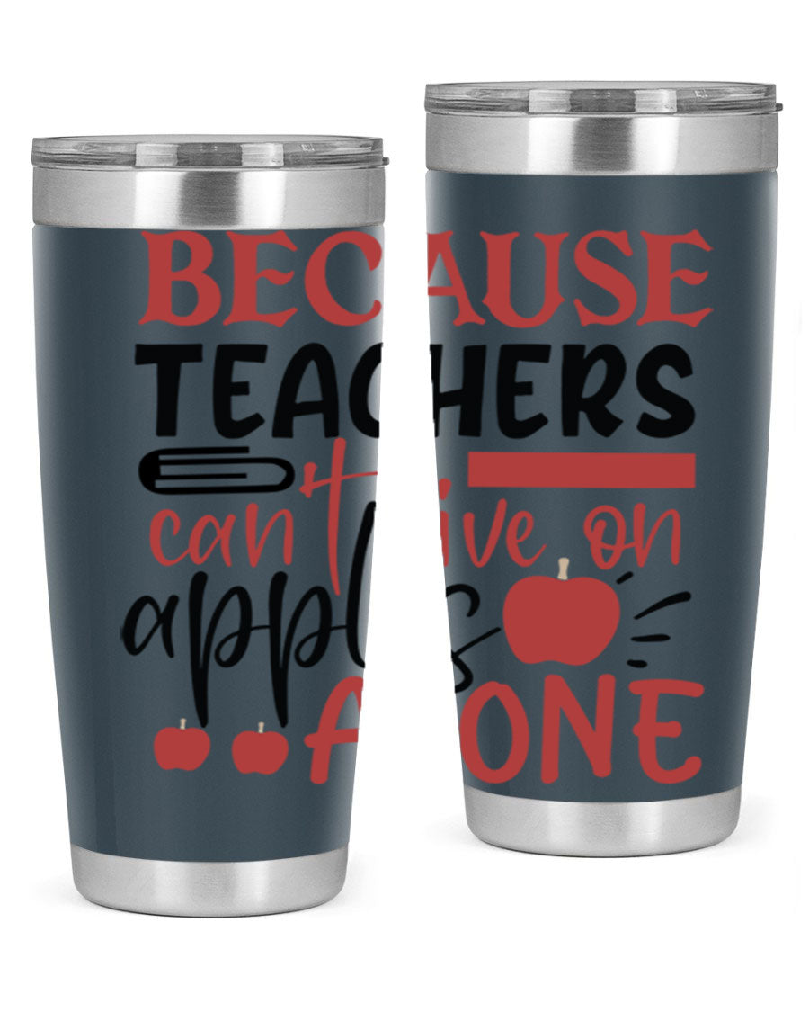 A stylish 20oz and 30oz stainless steel tumbler with a humorous teacher-themed design, perfect for hot and cold beverages.