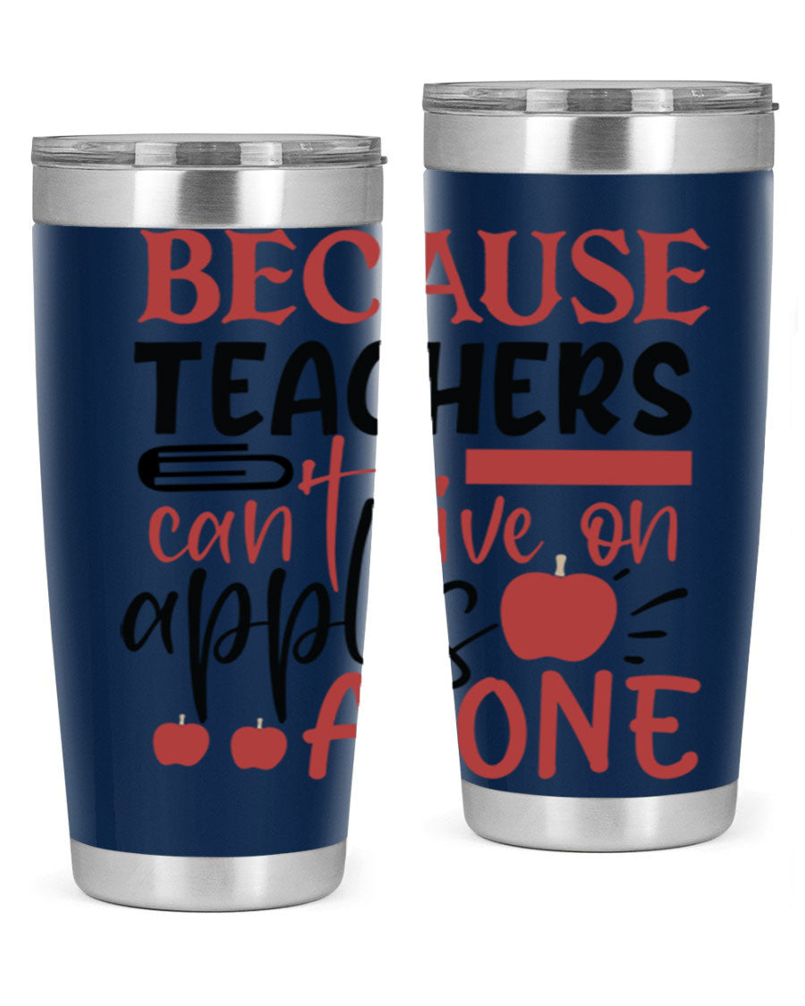 A stylish 20oz and 30oz stainless steel tumbler with a humorous teacher-themed design, perfect for hot and cold beverages.