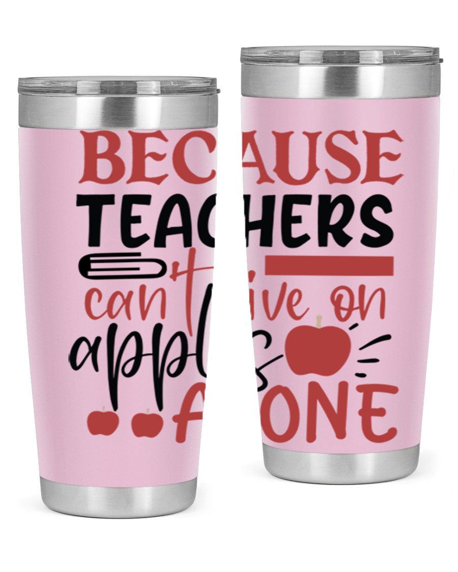 A stylish 20oz and 30oz stainless steel tumbler with a humorous teacher-themed design, perfect for hot and cold beverages.