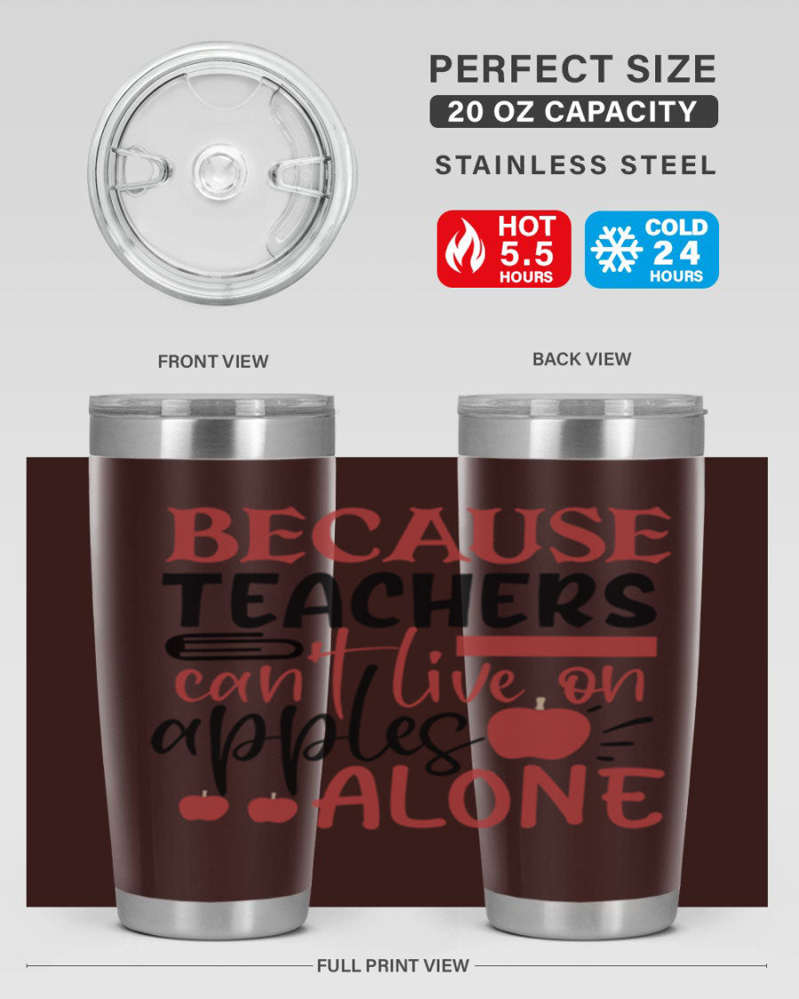 A stylish 20oz and 30oz stainless steel tumbler with a humorous teacher-themed design, perfect for hot and cold beverages.