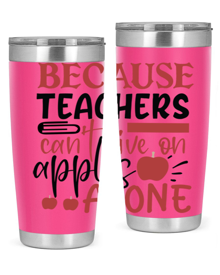 A stylish 20oz and 30oz stainless steel tumbler with a humorous teacher-themed design, perfect for hot and cold beverages.