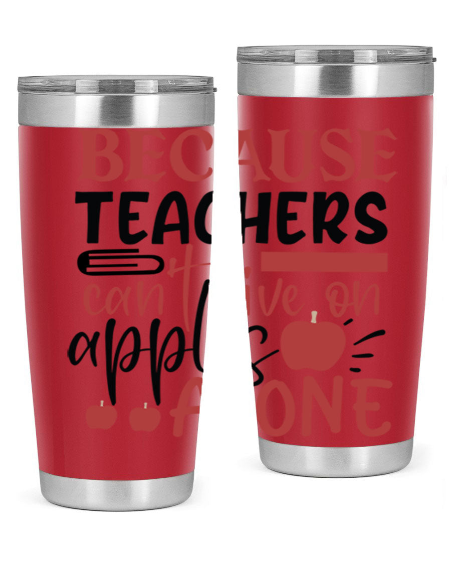 A stylish 20oz and 30oz stainless steel tumbler with a humorous teacher-themed design, perfect for hot and cold beverages.