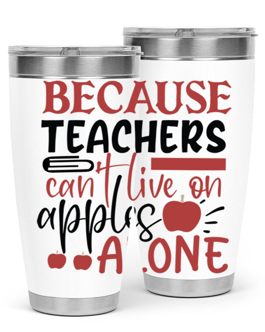 A stylish 20oz and 30oz stainless steel tumbler with a humorous teacher-themed design, perfect for hot and cold beverages.
