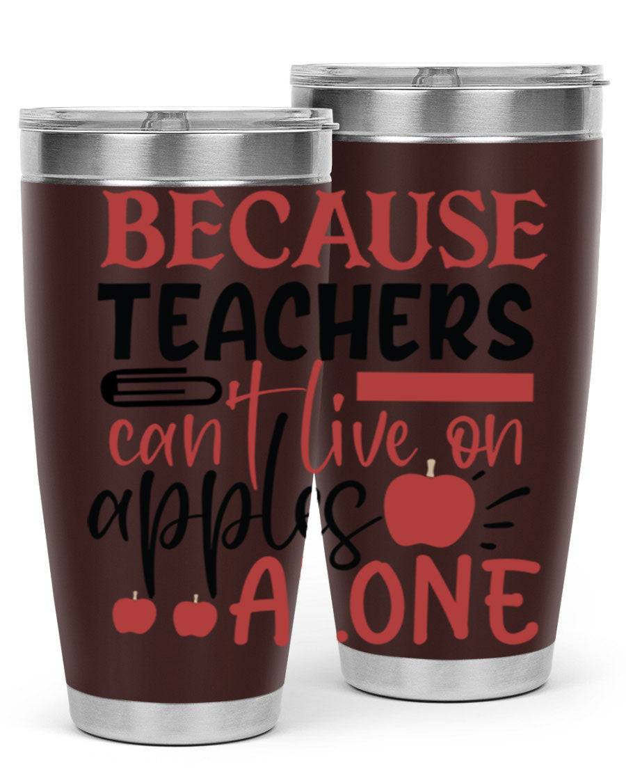A stylish 20oz and 30oz stainless steel tumbler with a humorous teacher-themed design, perfect for hot and cold beverages.
