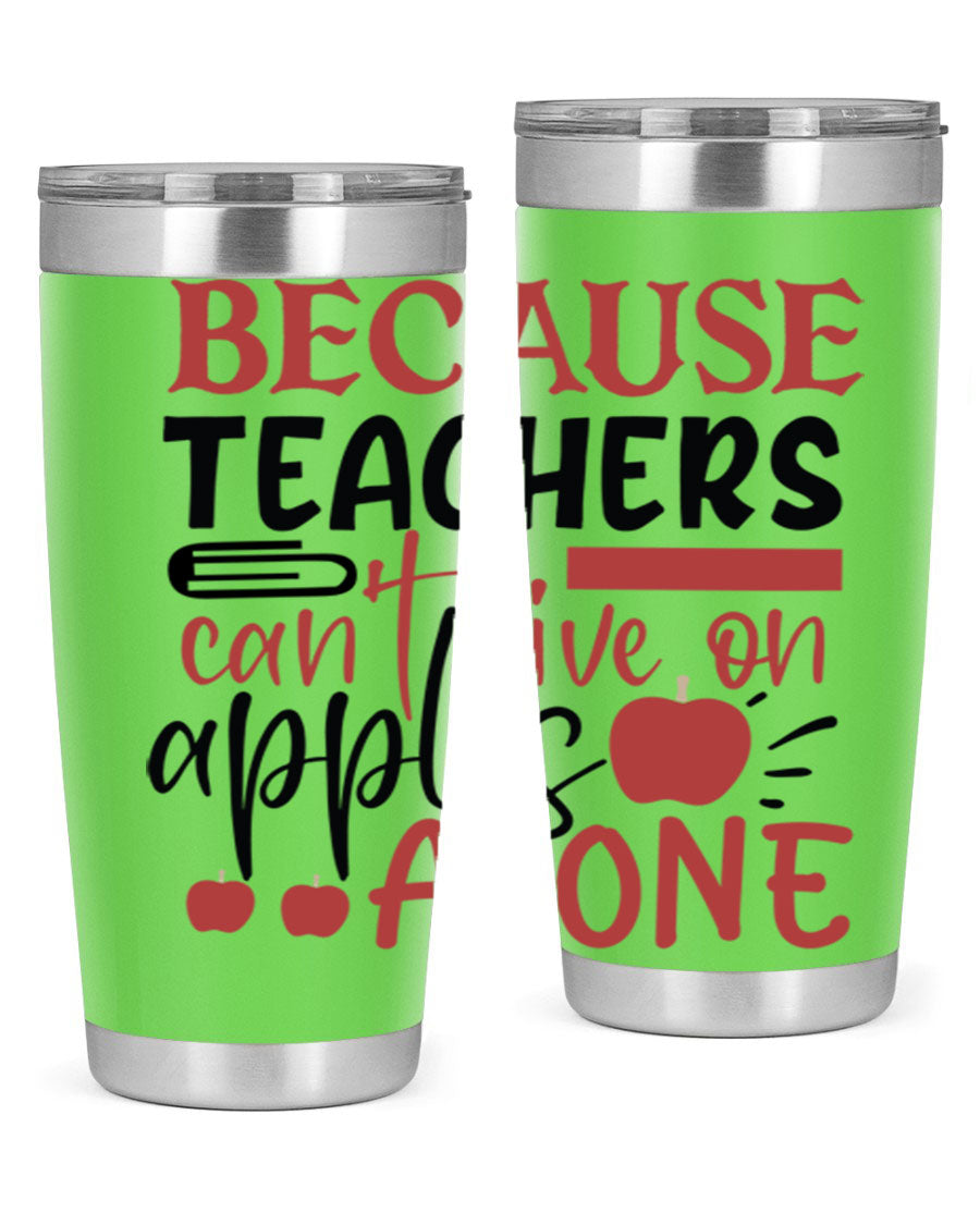 A stylish 20oz and 30oz stainless steel tumbler with a humorous teacher-themed design, perfect for hot and cold beverages.