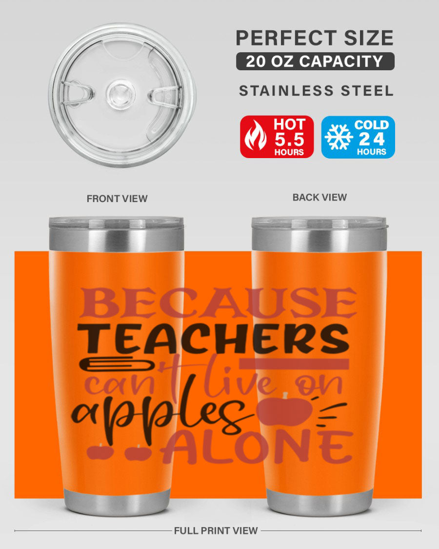 A stylish 20oz and 30oz stainless steel tumbler with a humorous teacher-themed design, perfect for hot and cold beverages.