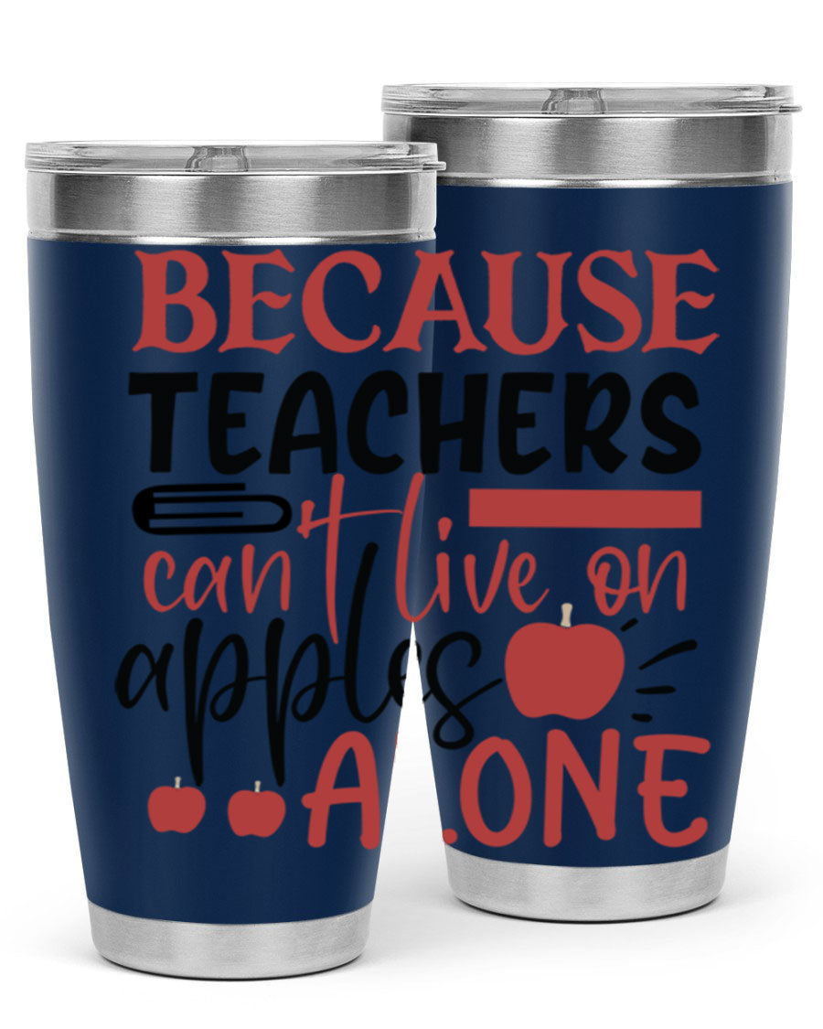 A stylish 20oz and 30oz stainless steel tumbler with a humorous teacher-themed design, perfect for hot and cold beverages.