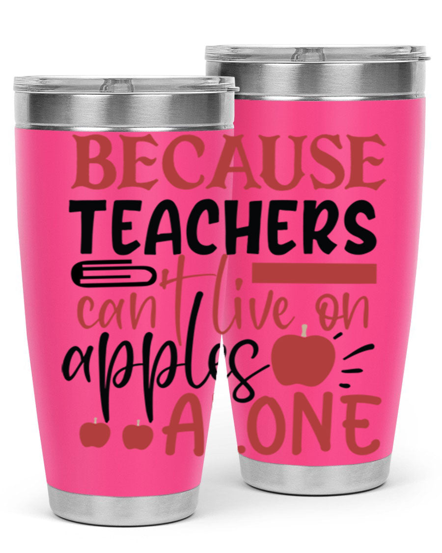 A stylish 20oz and 30oz stainless steel tumbler with a humorous teacher-themed design, perfect for hot and cold beverages.