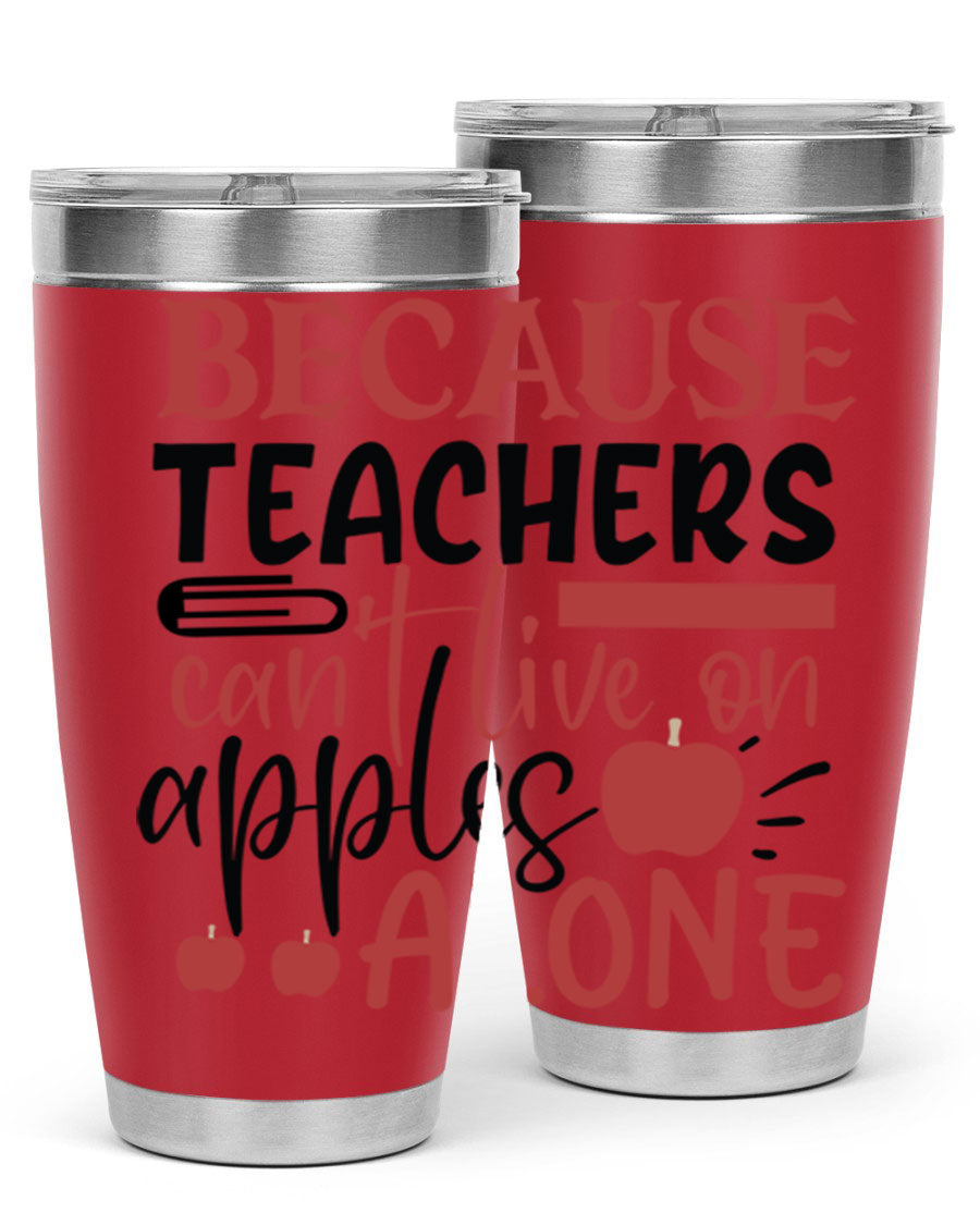 A stylish 20oz and 30oz stainless steel tumbler with a humorous teacher-themed design, perfect for hot and cold beverages.