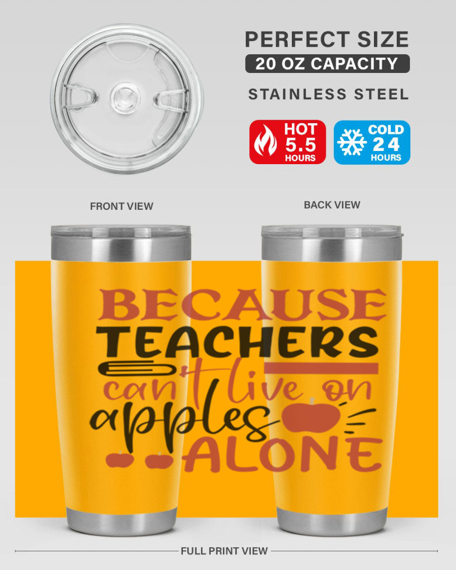 A stylish 20oz and 30oz stainless steel tumbler with a humorous teacher-themed design, perfect for hot and cold beverages.