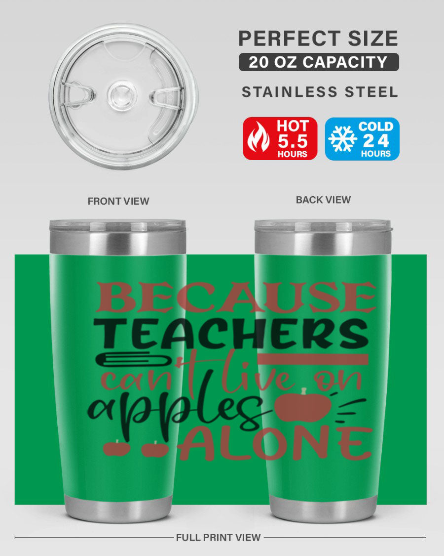 A stylish 20oz and 30oz stainless steel tumbler with a humorous teacher-themed design, perfect for hot and cold beverages.