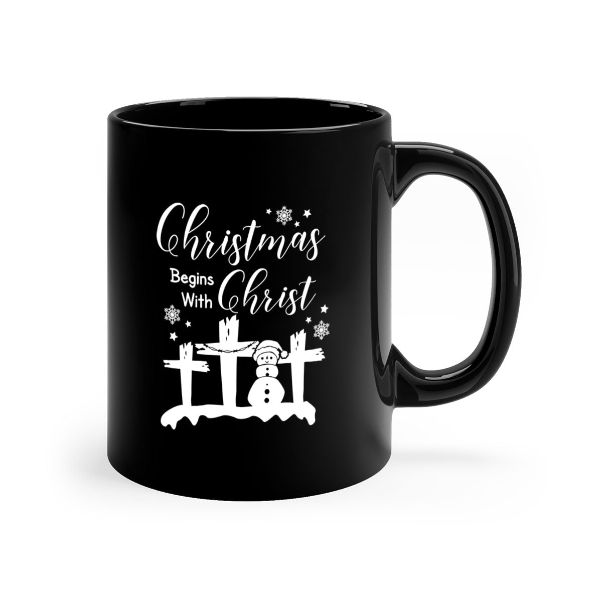 Begin Christ Style 17# Christmas Mug with colorful handle and glossy finish, available in multiple colors and sizes.