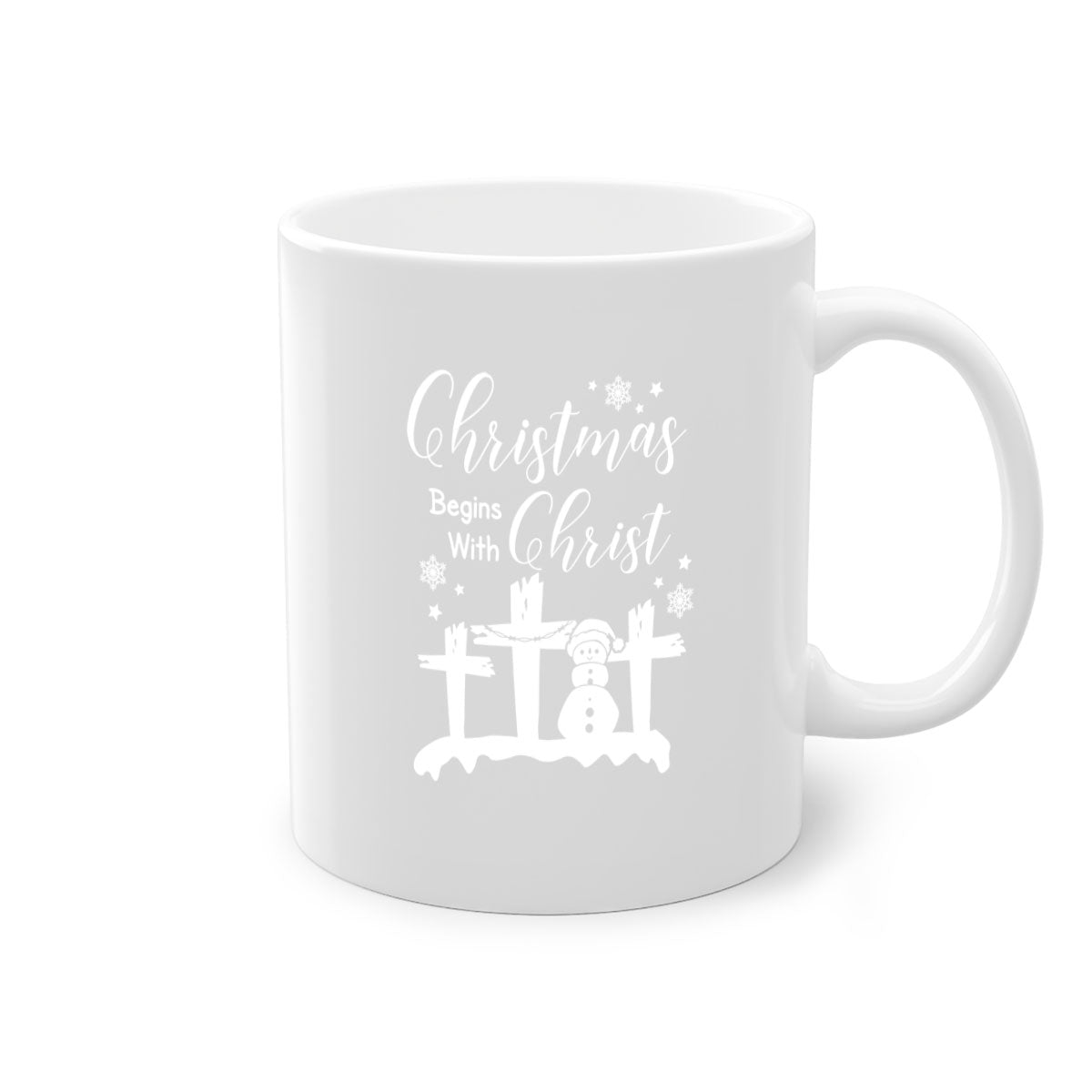 Begin Christ Style 17# Christmas Mug with colorful handle and glossy finish, available in multiple colors and sizes.