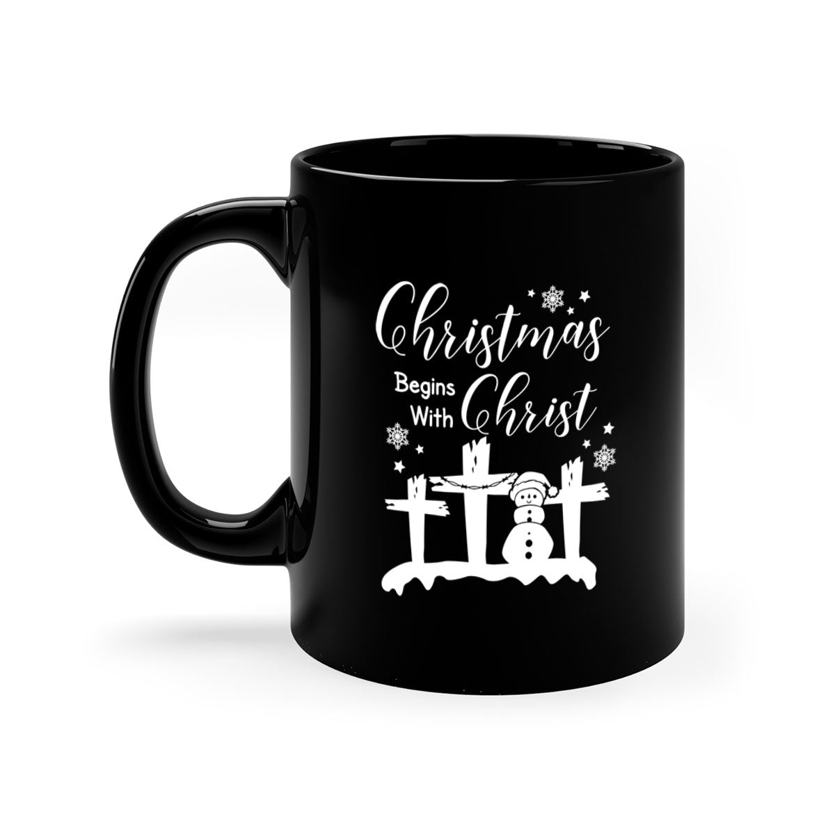 Begin Christ Style 17# Christmas Mug with colorful handle and glossy finish, available in multiple colors and sizes.