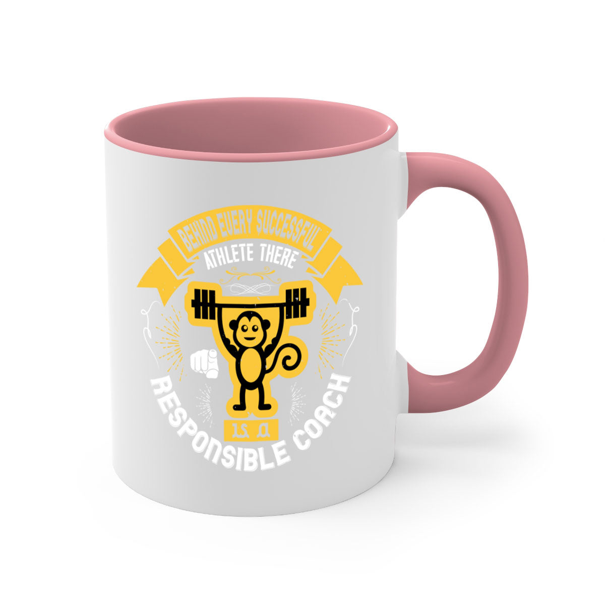 Two-tone ceramic mug with motivational quote, available in five colors and two sizes.
