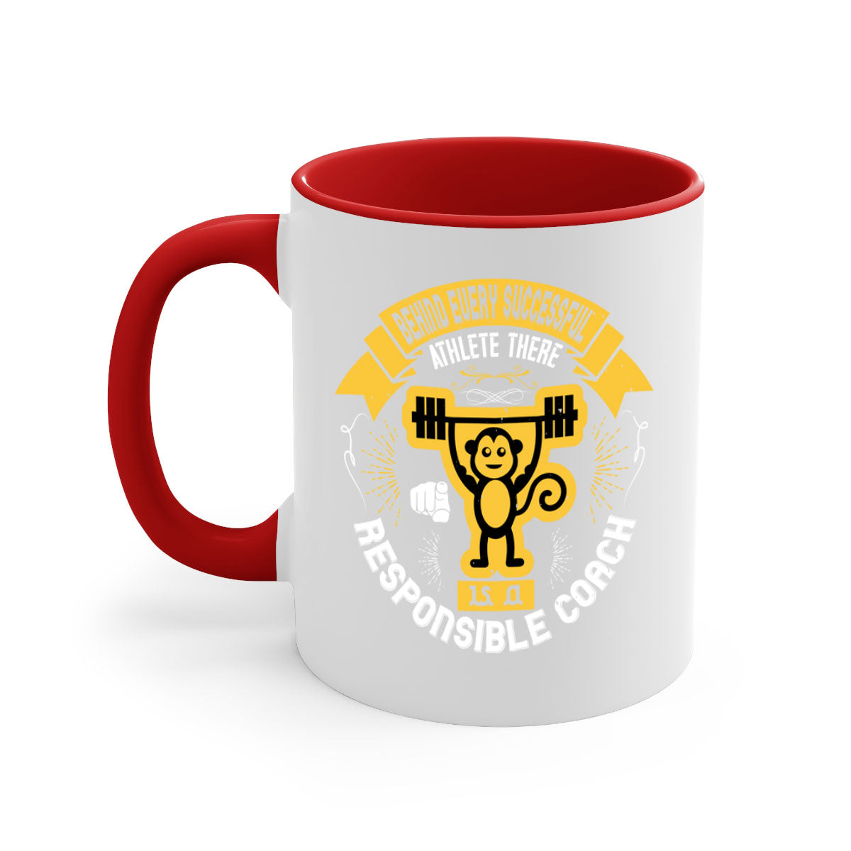 Two-tone ceramic mug with motivational quote, available in five colors and two sizes.