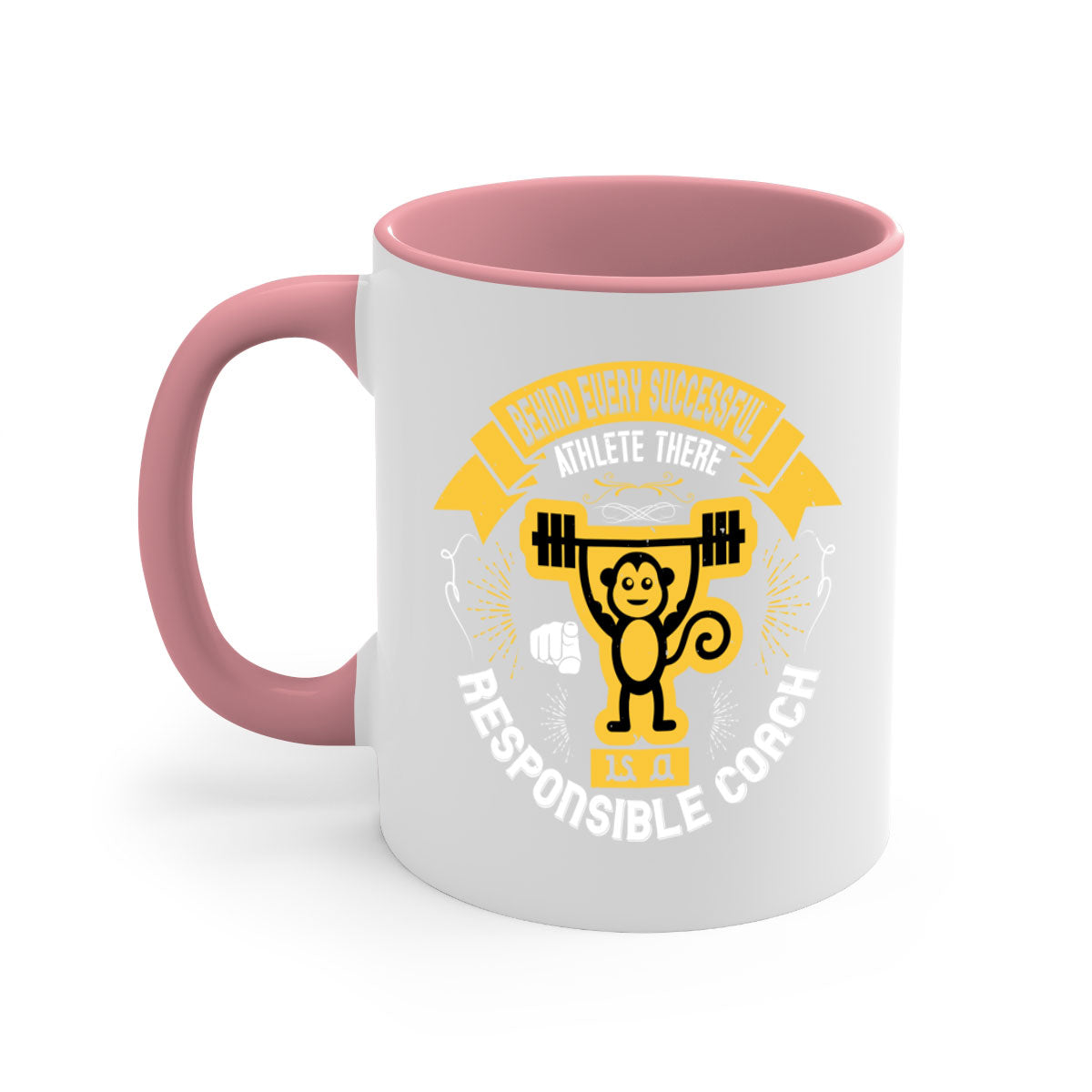 Two-tone ceramic mug with motivational quote, available in five colors and two sizes.