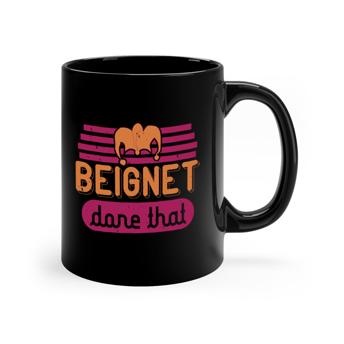 Beignet Done That 26# Mug featuring a two-tone design with a colored handle and glossy finish, available in multiple colors.