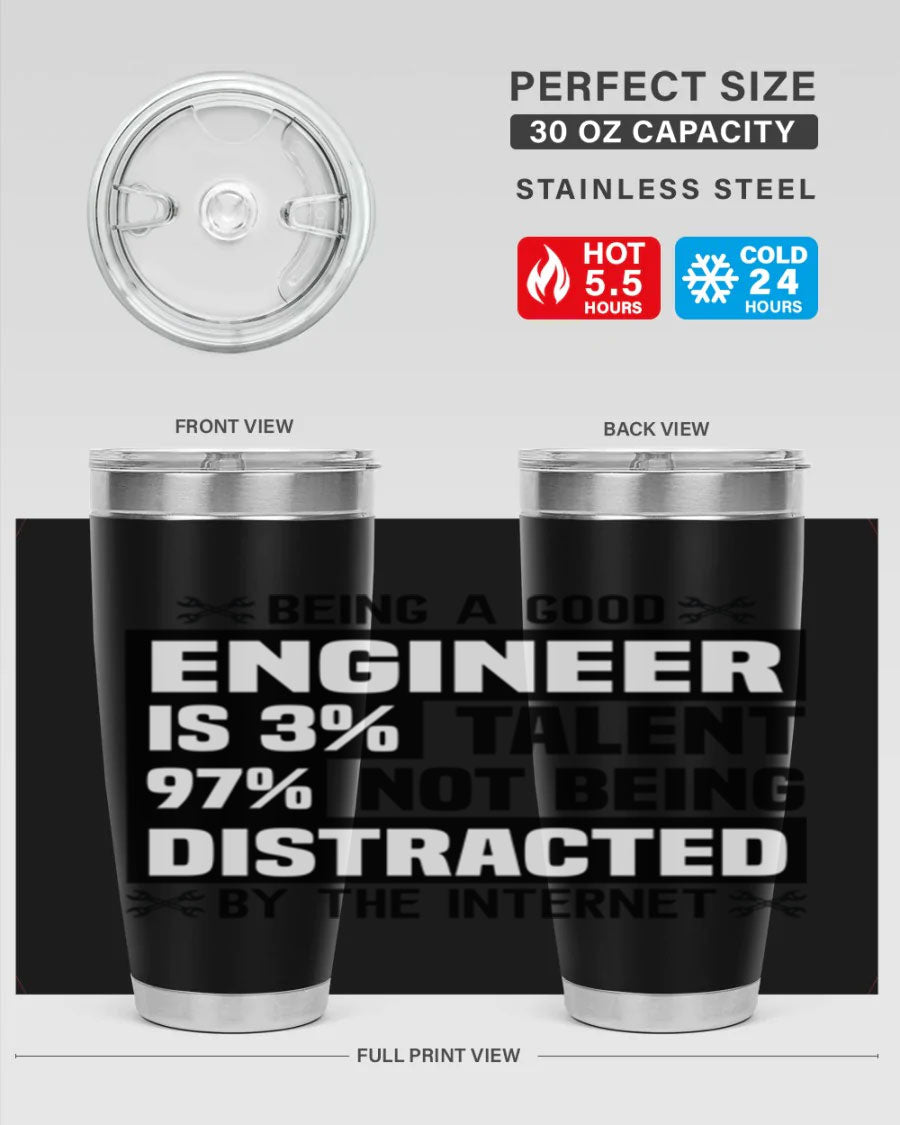 Being a Good Style 20oz Tumbler in stainless steel with a sleek design, featuring a press-in lid and copper lining for insulation.
