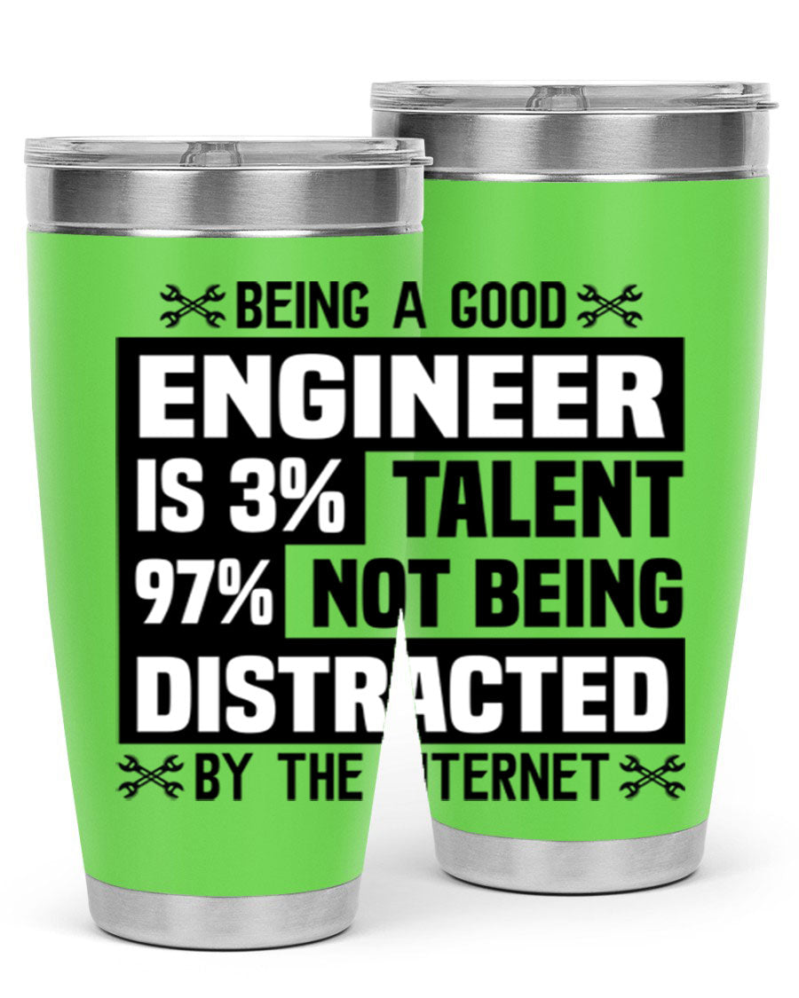 Being a Good Style 20oz Tumbler in stainless steel with a sleek design, featuring a press-in lid and copper lining for insulation.